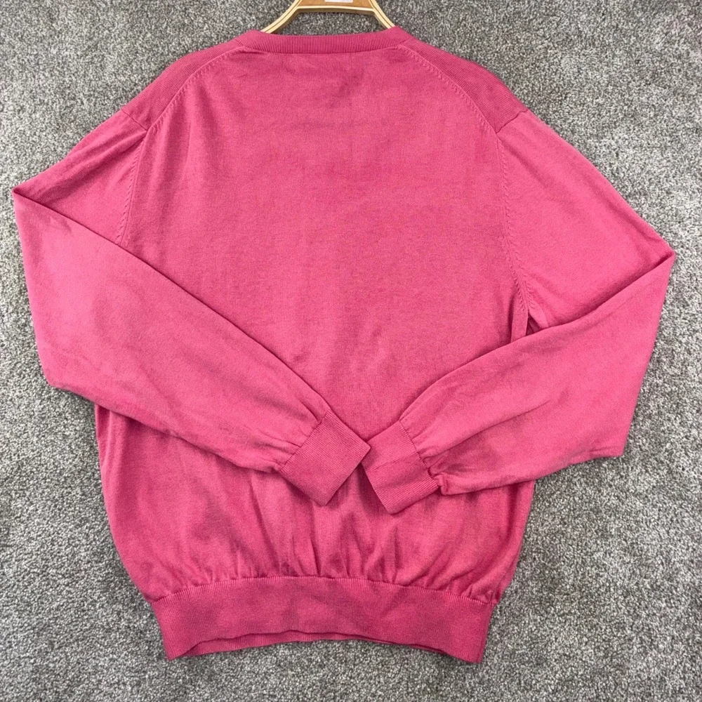 Vintage Fairway & Greene Sweater Size L Pink Cashmere Blend V Neck Golf Preppy